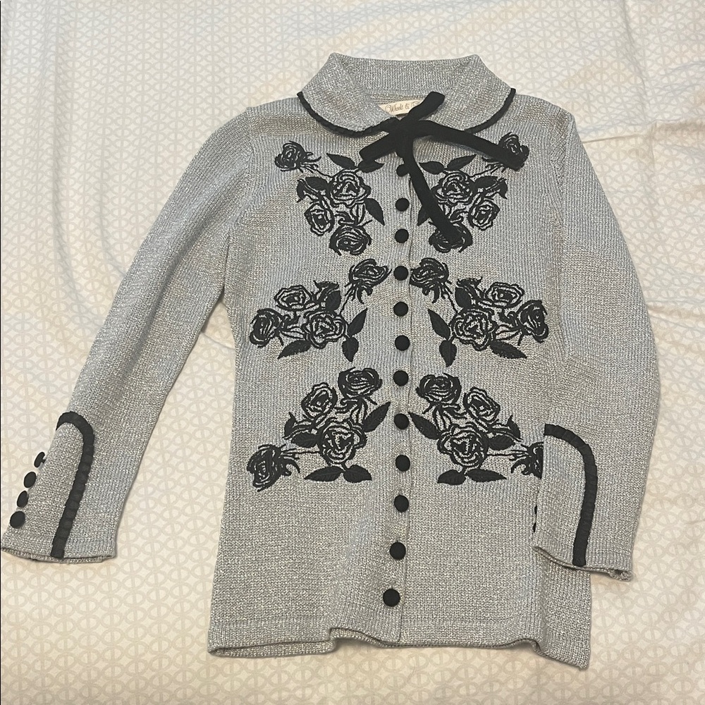 Dita Von Teese x Wheels & Dollbaby Silver Shimmer Cardigan